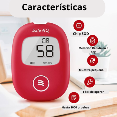 Glucómetro SINOCARE Safe AQ (Rojo)